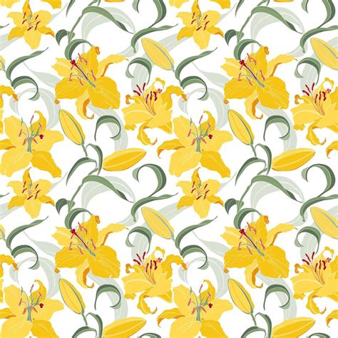 Floral Seamless Pattern With Yellow Lilies 1214461 Vector Art At Vecteezy