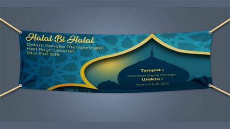 Desain Backdrop Halal Bihalal Materi Belajar Online