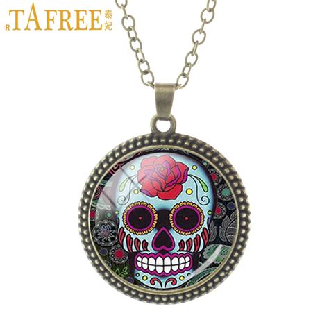 Tafree 2017 Mexican Sugar Skull Pendant Necklace Day Of The Dead