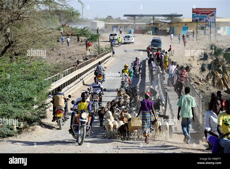 Kenya Turkana Lodwar Traffic On Bridge Over River Kawalsee Kenia