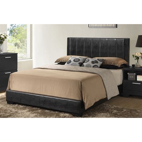 This bedroom set uses upholstered bed frame from leather in grey color. Carlson 5-Piece Queen Bedroom Set - Black | DCG Stores
