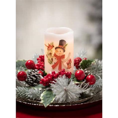 Sullivans 5 In Snowman Decal Led Pillar Candle Su44399 The Home Depot