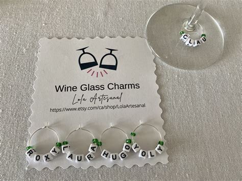 Personalized Wine Glass Charms Wine Glass Identifiers Set Of Etsy