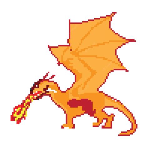 Premium Vector Pixel Art Flying Dragon Dragon Pixel Illustration