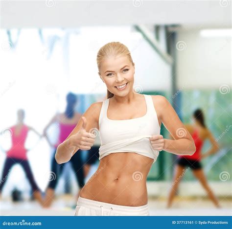 Sporty Woman Showing Thumbs Up Stock Image Image Of Shaping Bodybuilding