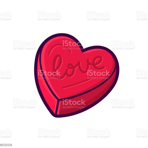 Red Heart Shape Box Vector Icon Isolated On White Stock Illustration