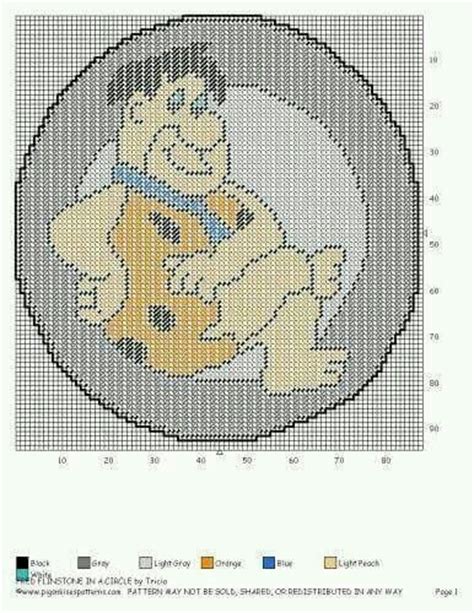 Fred Flintstone In A Circle By Tricia Wall Hanging Plastic Canvas