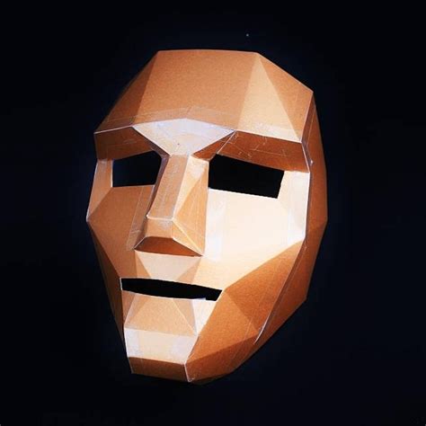 Polygon Human Face Mask 3d Papercraft Mask Template Low Poly Paper