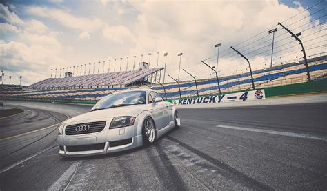 Silver Audi Coupe On Racetrack Hd Wallpaper Wallpaper Flare