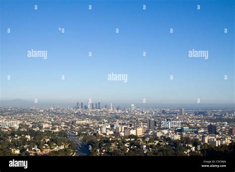 View Above The Los Angeles Skyline California Usa Stock Photo Alamy
