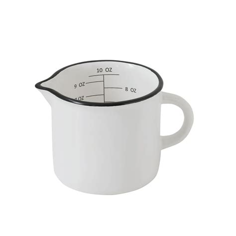 Creative Co Op Small White Stoneware Measuring Cup With Black Rim