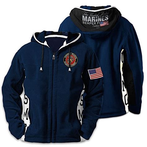United States Marine Corps Semper Fi Hooded Fleece Jacket Hoodies Men