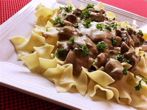 Slices of tenderloin steak, onions and cremini mushrooms coated with a flavorful creamy sauce. Beef Stroganoff Recipe • A Delicious Russian Classic ...