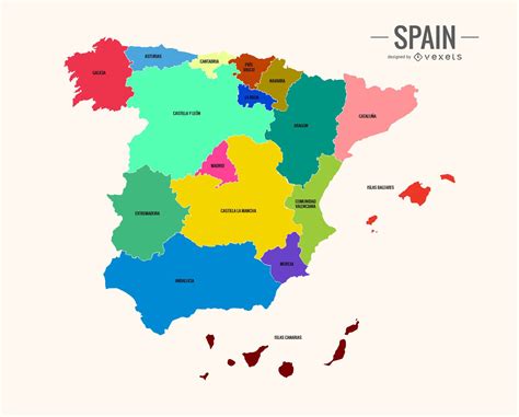 Colorful Spain Map Vector Download