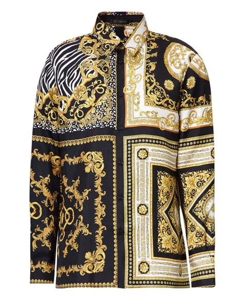 Versace Signature 17 Print Silk Shirt For Men Lyst Uk