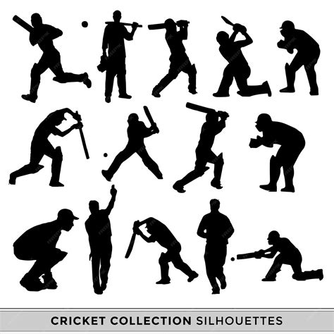 Grande Collection De Silhouettes De Joueurs De Cricket Noirs Dans
