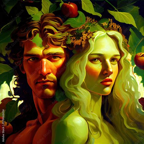 Man Woman And The Forbidden Apple Adam Eve Concept Artists Conceptualization Ai Generated