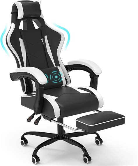 Devoko Massage Gaming Chair With Footrest 90 135°high Back Recling Computer Desk Chair With
