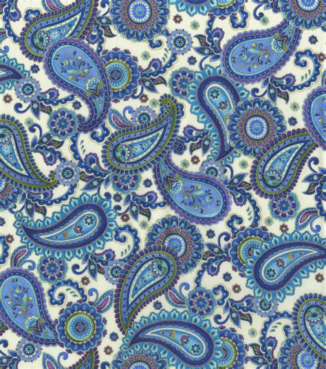 Free delivery and returns on ebay plus items for plus members. Premium Quilt Cotton Fabric Blue Paisley White Metallic ...