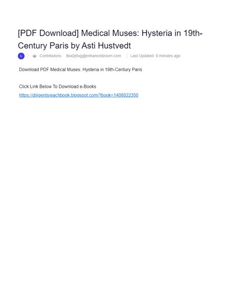 [pdf download] medical muses hysteria in 19th century paris by asti hustvedt ai powered