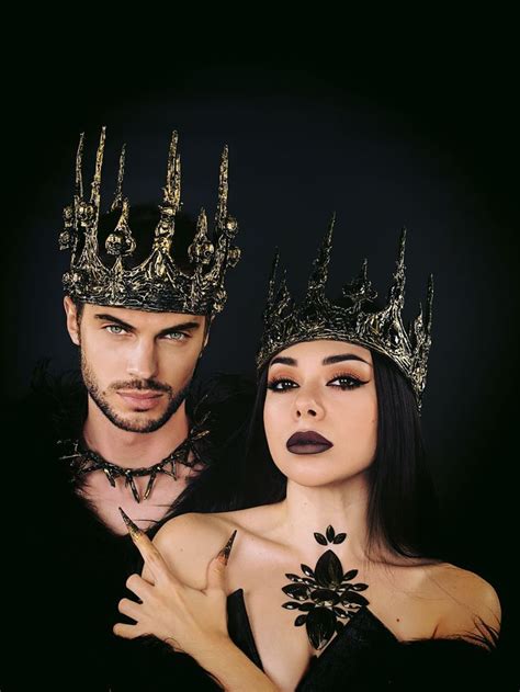 White King And Black Queen Gothic Crowns For A Couple Evil Etsy