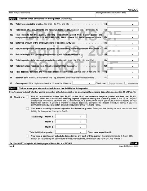 2021 Form 941 Worksheet 1