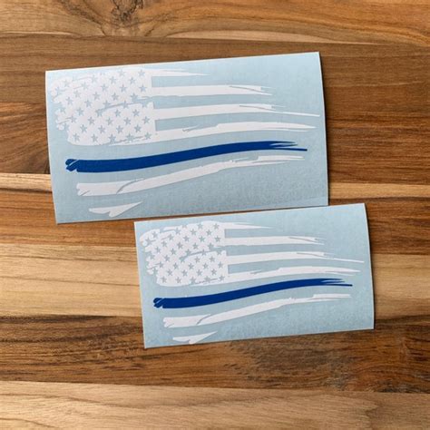 Thin Blue Line Decal Distressed Thin Blue Line Flag Decal Etsy