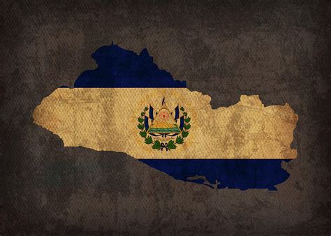 El Salvador Country Flag Map Mixed Media By Design Turnpike Fine Art
