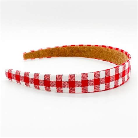 Red Gingham Headband Etsy Red Gingham Hair Accessories For Women Etsy