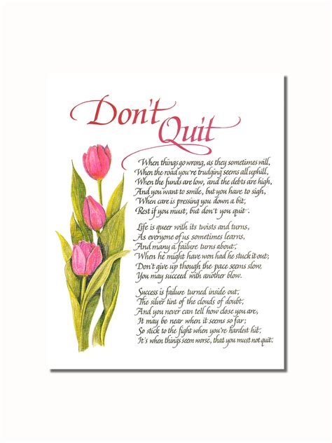 Dont Quit Motivational Poem Flowers Wall Picture 8x10 Art Print