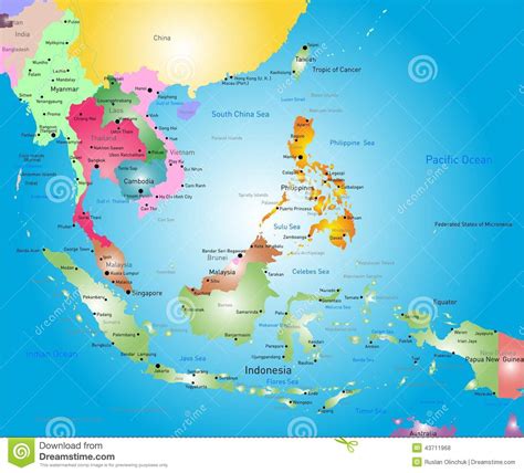 Globe with orbits and map. Southeast Asia Map Stock Vector - Image: 43711968