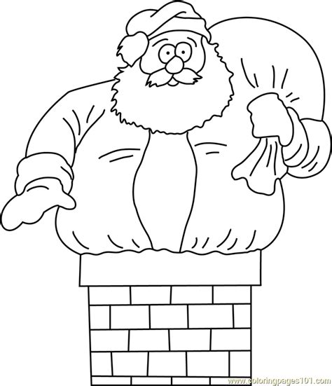 Santa going in Chimney Coloring Page - Free Santa Claus Coloring Pages