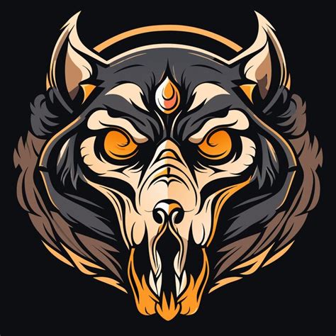 Premium Vector Retro Wolf Skull Emblem Vintage Illustration