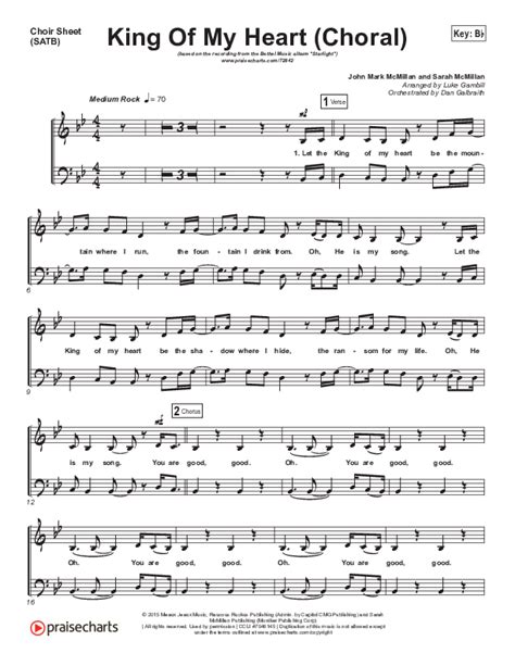 King Of My Heart Choral Anthem Satb Choir Sheet Music Pdf Bethel