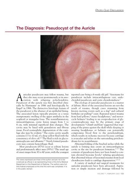 The Diagnosis Pseudocyst Of The Auricle Skin And Allergy News
