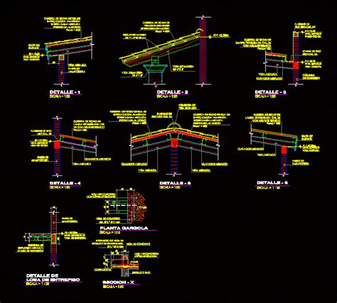 Detalle De Techo Cubierta De Teja En Autocad Librer A Cad