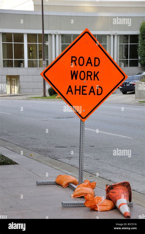 Road Work Ahead Sign Stock Photo Alamy