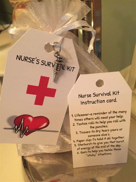 The Nurse Survival Kit Is On Display In A Clear Bag With Tags Attached