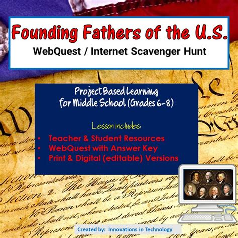 Learning About The Us Founding Fathers Webquest And Word Search