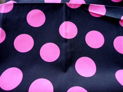 Polka Dots Hot Pink On Black Cotton Fabric 1 Yard