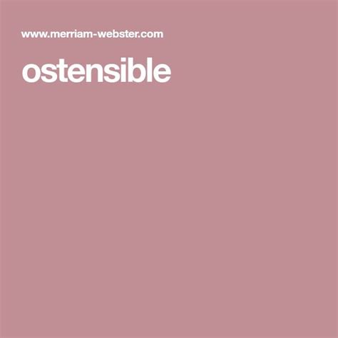 Ostensible Definitions Lexicon Vocabulary