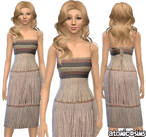 Herve Leger Tricolor Stripe Fringe Dress The Sims 4 Catalog
