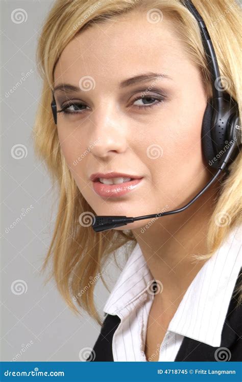 Blond Woman With Headset Stock Image Image Of Beauty 4718745