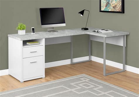 Monarch Specialties Outlet L Shaped Computer Desk With 2 Drawers Gray