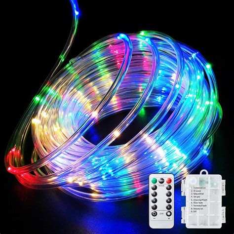 Fitybow Led Rope Lights Battery Operated String Lights 40ft 120 Leds 8