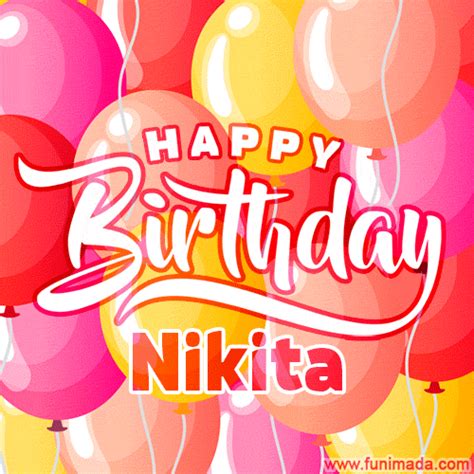 Happy Birthday Nikita Colorful Animated Floating Balloons Birthday