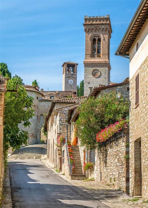 The Idyllic Village Of Corciano Near Perugia In The Umbria Region Of