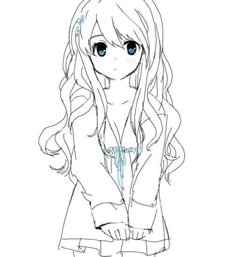 35 Latest Outline Anime Cute Girl Drawing Easy