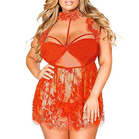 Handyulong Women Sexy Lingerie For Sex Lace Plus Size Deep V Sheer