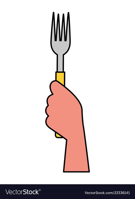 Hand Holding Fork On White Background Royalty Free Vector